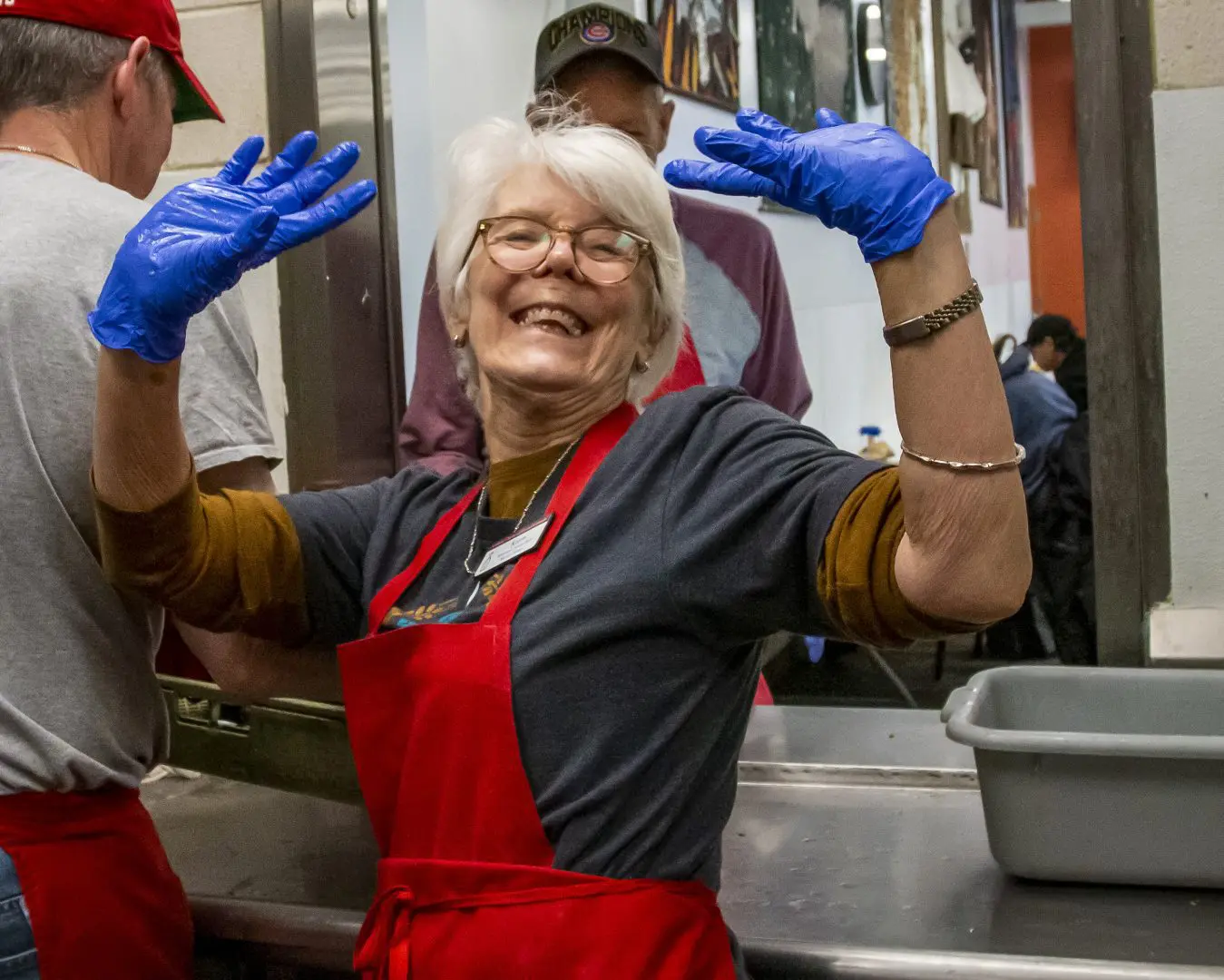 Karen back in wash area of MHK