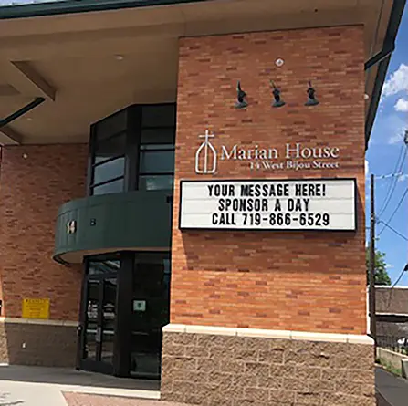 SAD sign at Marian House