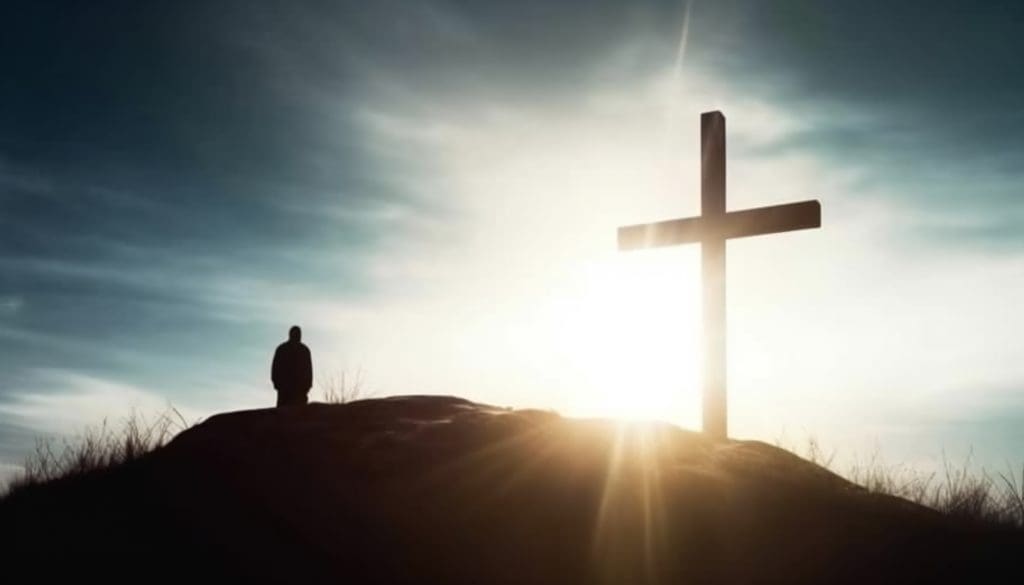 Silhouette of Christian cross in at the hill peace and spiritual symbol of Christian people Inspiration resurrection hope and concept | Catholic Charities of Central Colorado